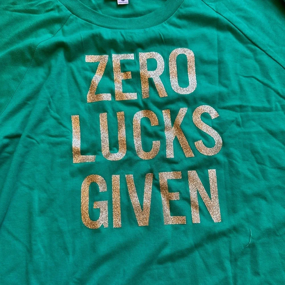 Tipsy Elves Women’s St. Patrick’s Day Zero Lucks Given Ladies Shirt - Picture 2 of 5
